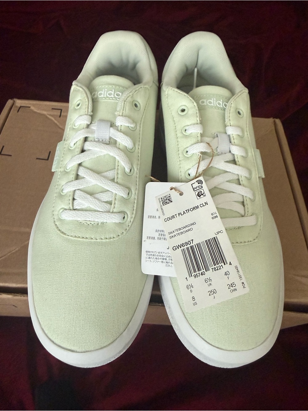Adidas Court Platform CLN GW6907 Linen Green Women’s Size 8 NWT